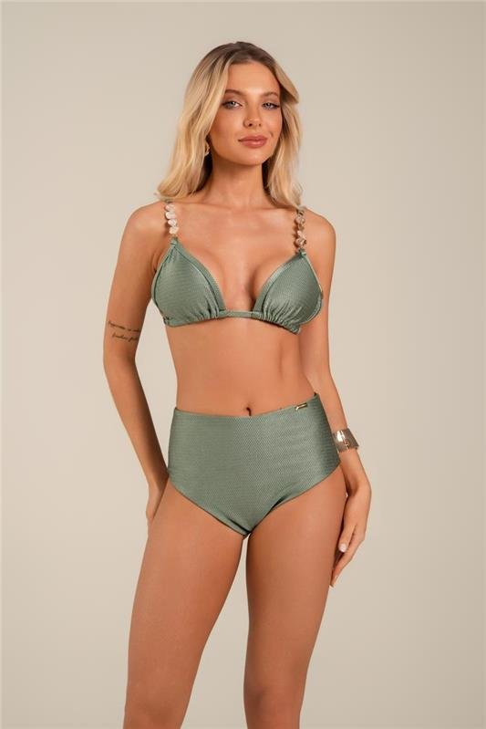 Biquíni Cortininha Madre Pérola Nas Alças e Calcinha Hot Pant